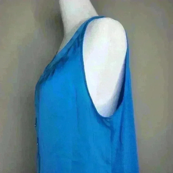 Kenneth Cole Reaction women's royal blue sleeveless blouse size large - Picture 4 of 7